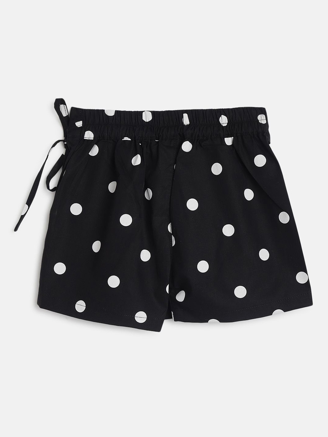 

TALES & STORIES Polka Dots Printed Pure Cotton Flared Skirt, Black