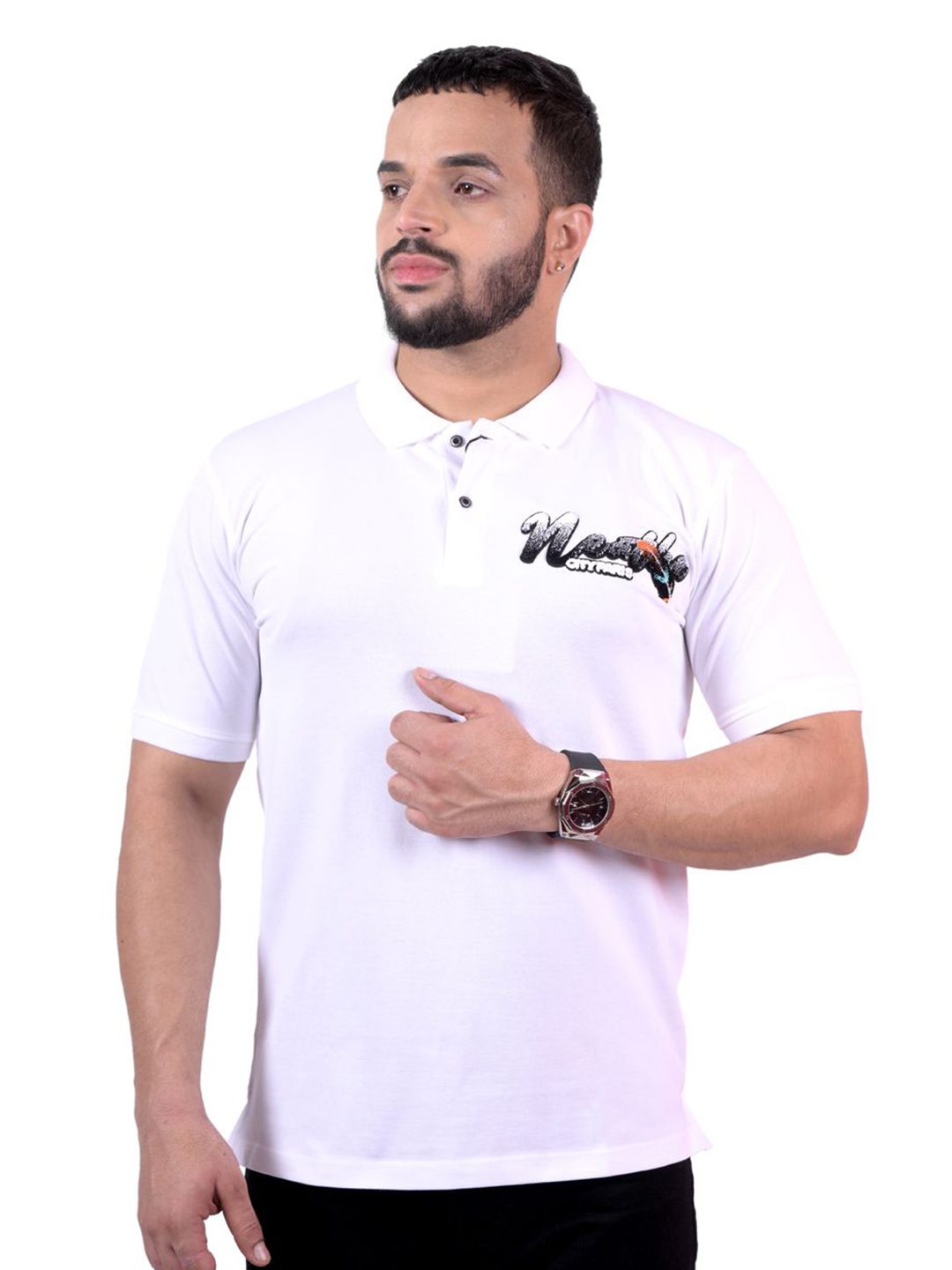 

Pontiac Men Polo Collar Pockets T-shirt, White