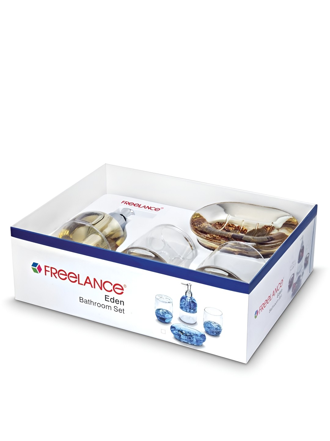 

Freelance Blue 4 piece Solid Resin Bath Accessories Set