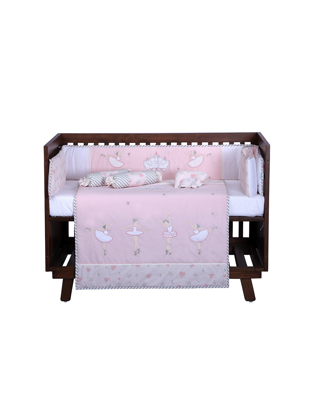 

abracadabra Kids Printed Set of 6 Cot Bedding Set, Pink
