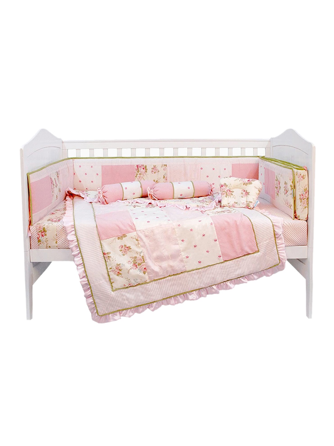 

abracadabra Kids Printed 6 Pcs Cot Bedding Set, Pink