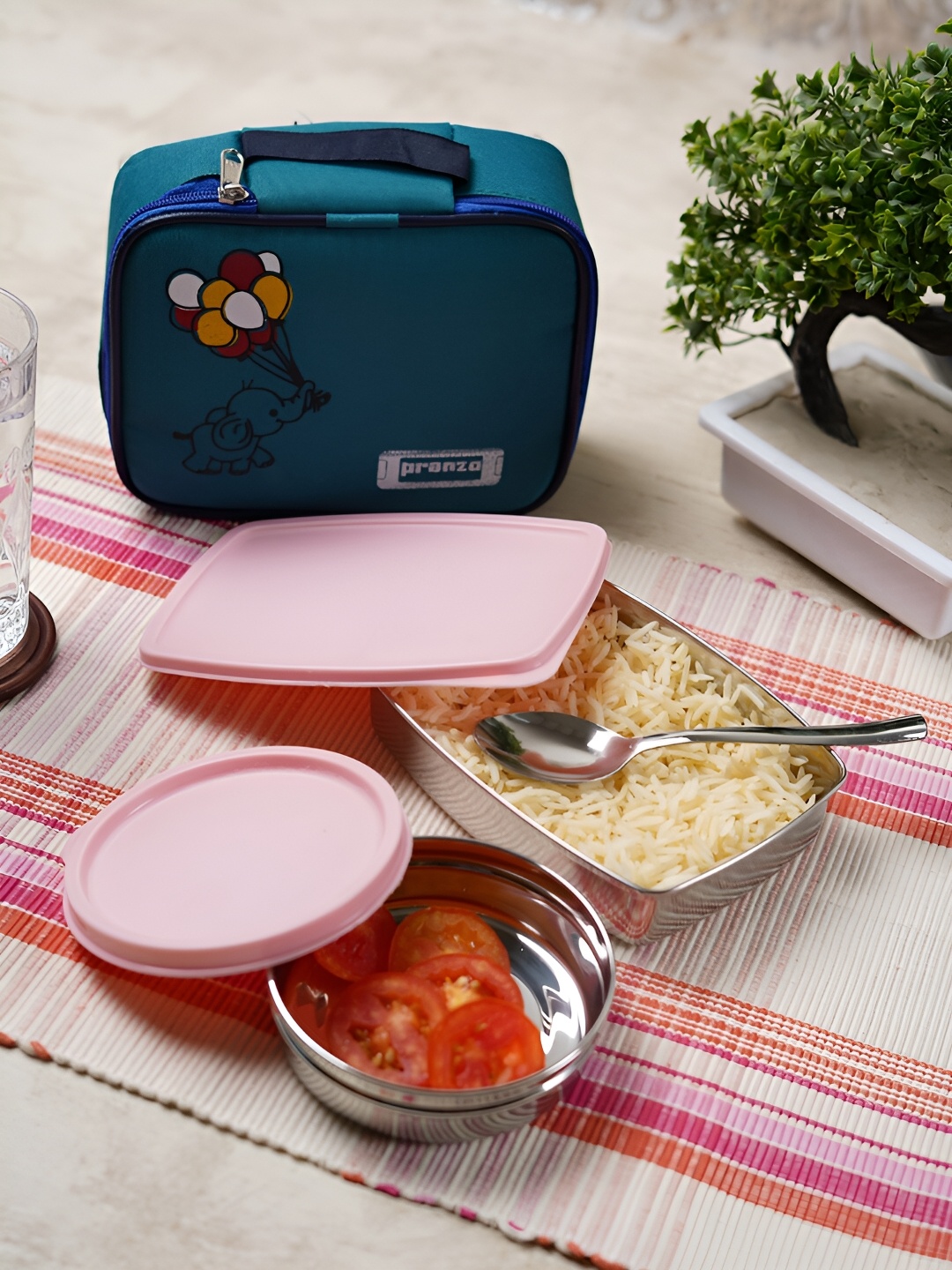 

ceradeco Pink 3-Pcs Stainless Steel Lunch Box Set