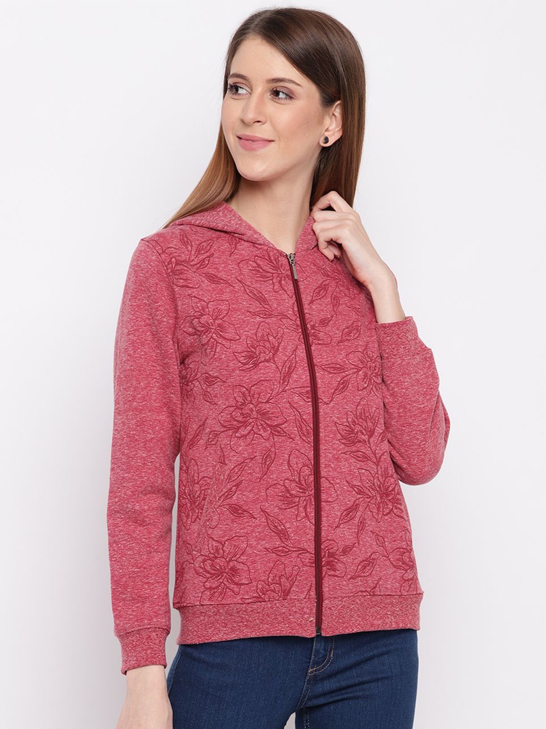 

Miss Grace Women Printed Hooded Sweatshirt, Red