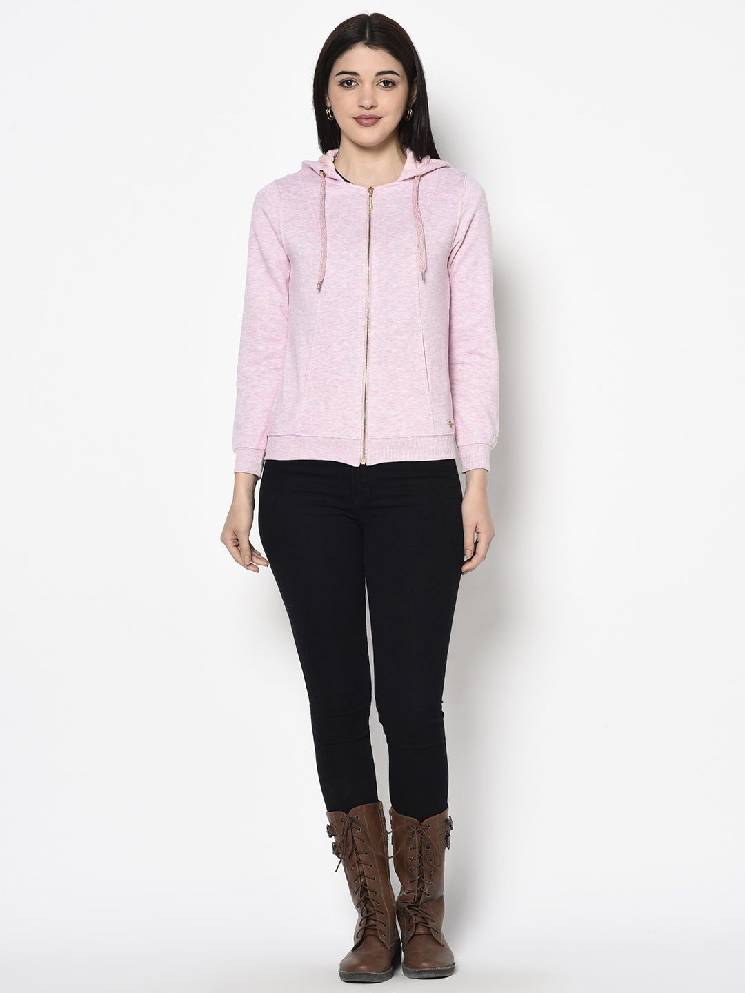 

Miss Grace Solid Women Hooded Sweatshirt, Pink