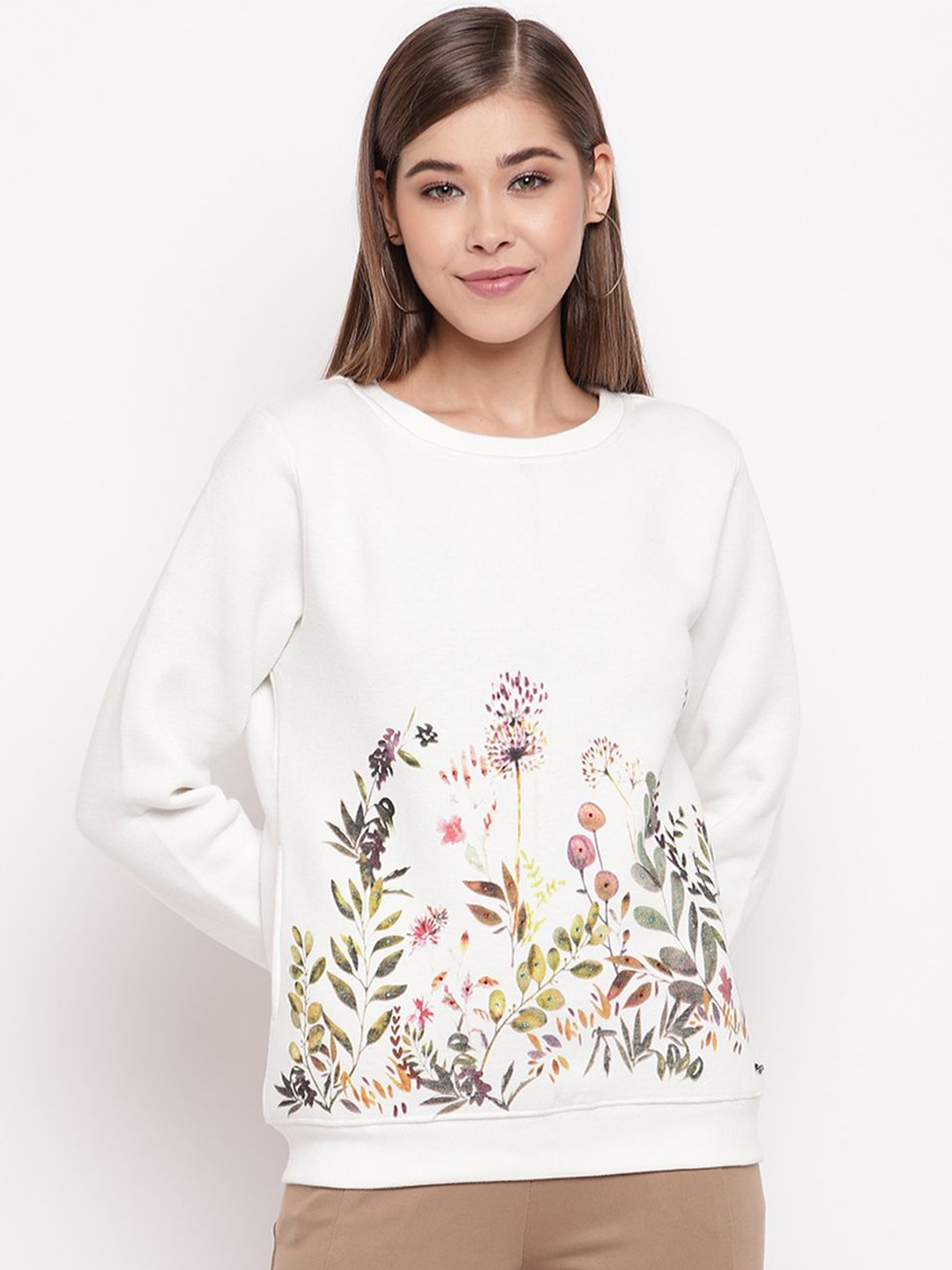

Miss Grace Women Printed Sweatshirt, Off white