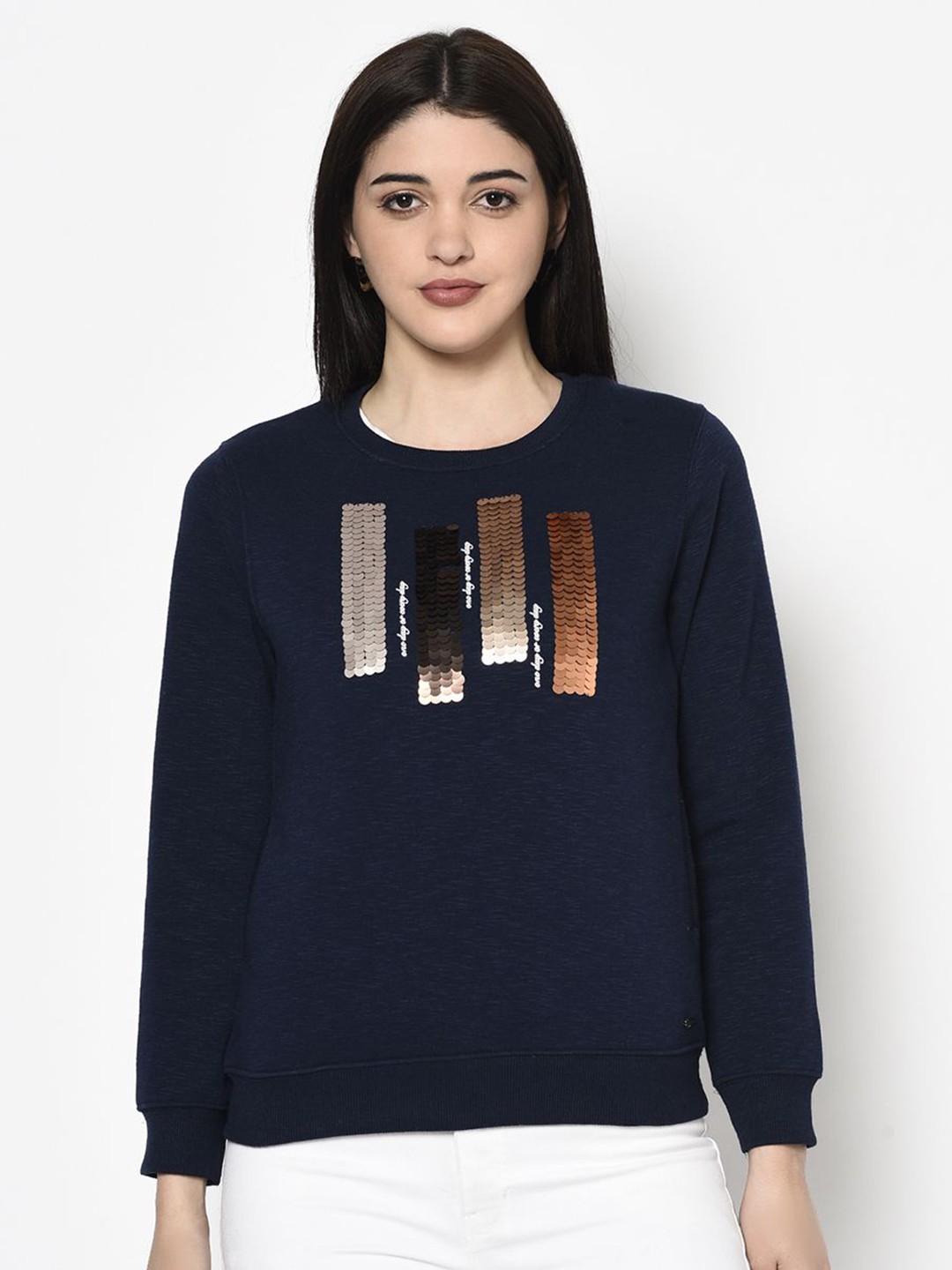 

Miss Grace Women Printed Sweatshirt, Navy blue