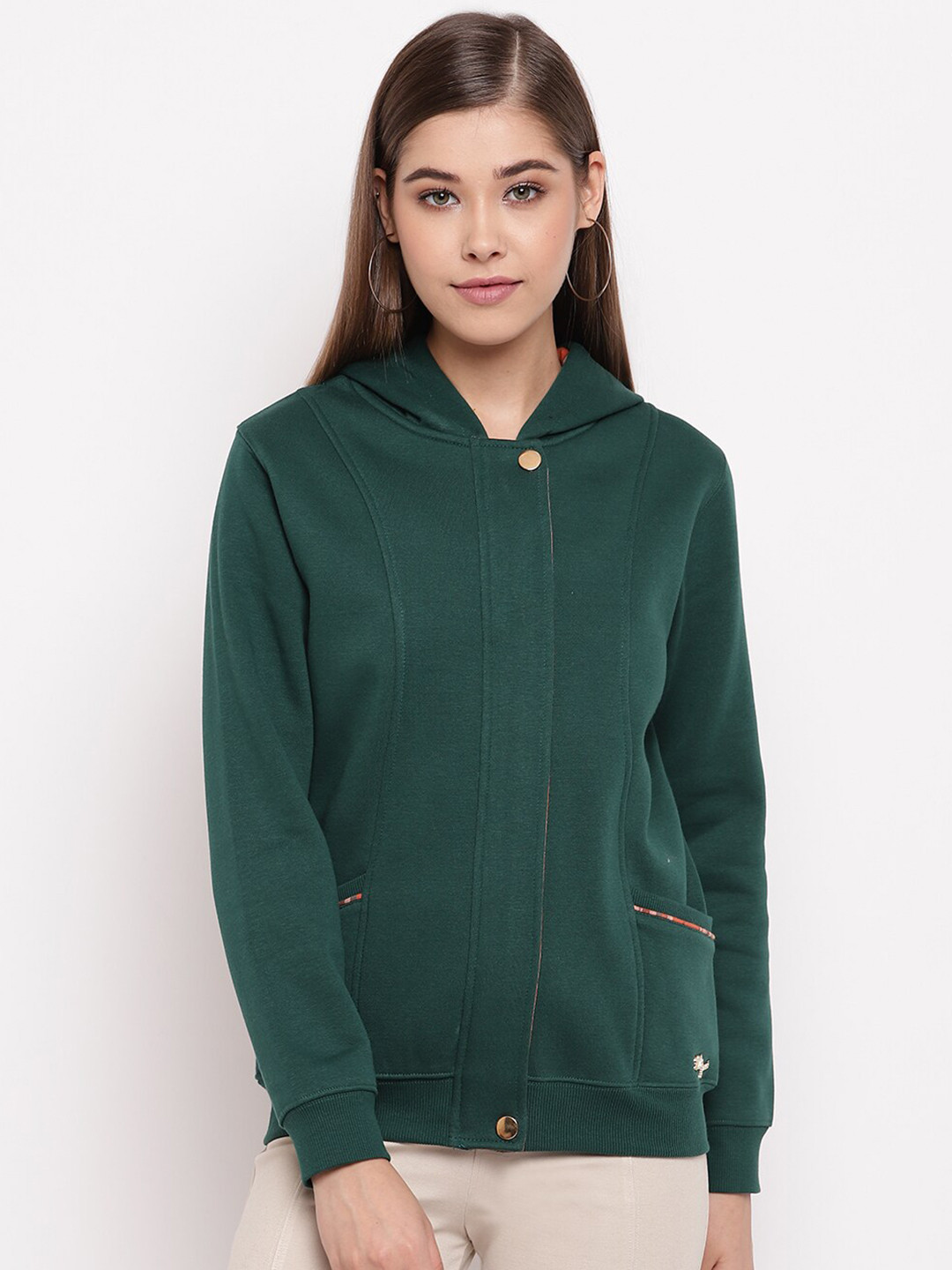 

Miss Grace Solid Women Hooded Sweatshirt, Green
