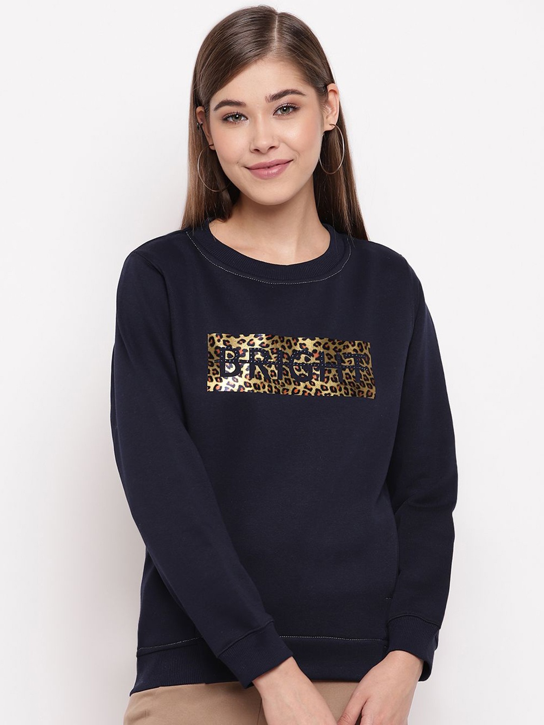 

Miss Grace Women Printed Sweatshirt, Navy blue