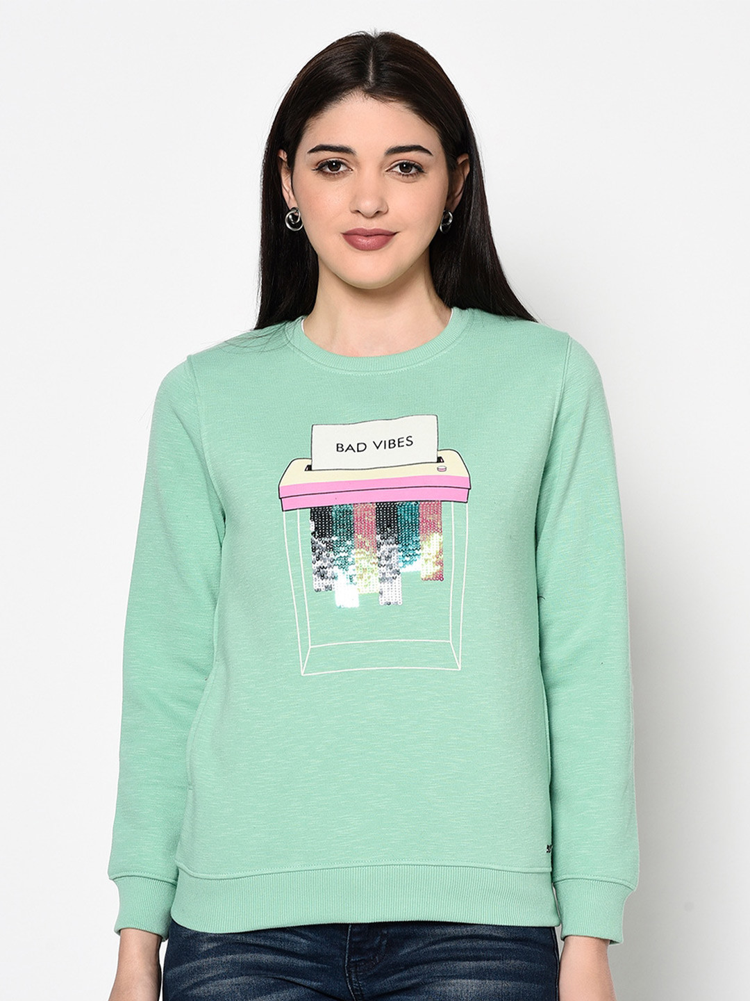 

Miss Grace Women Printed Sweatshirt, Green