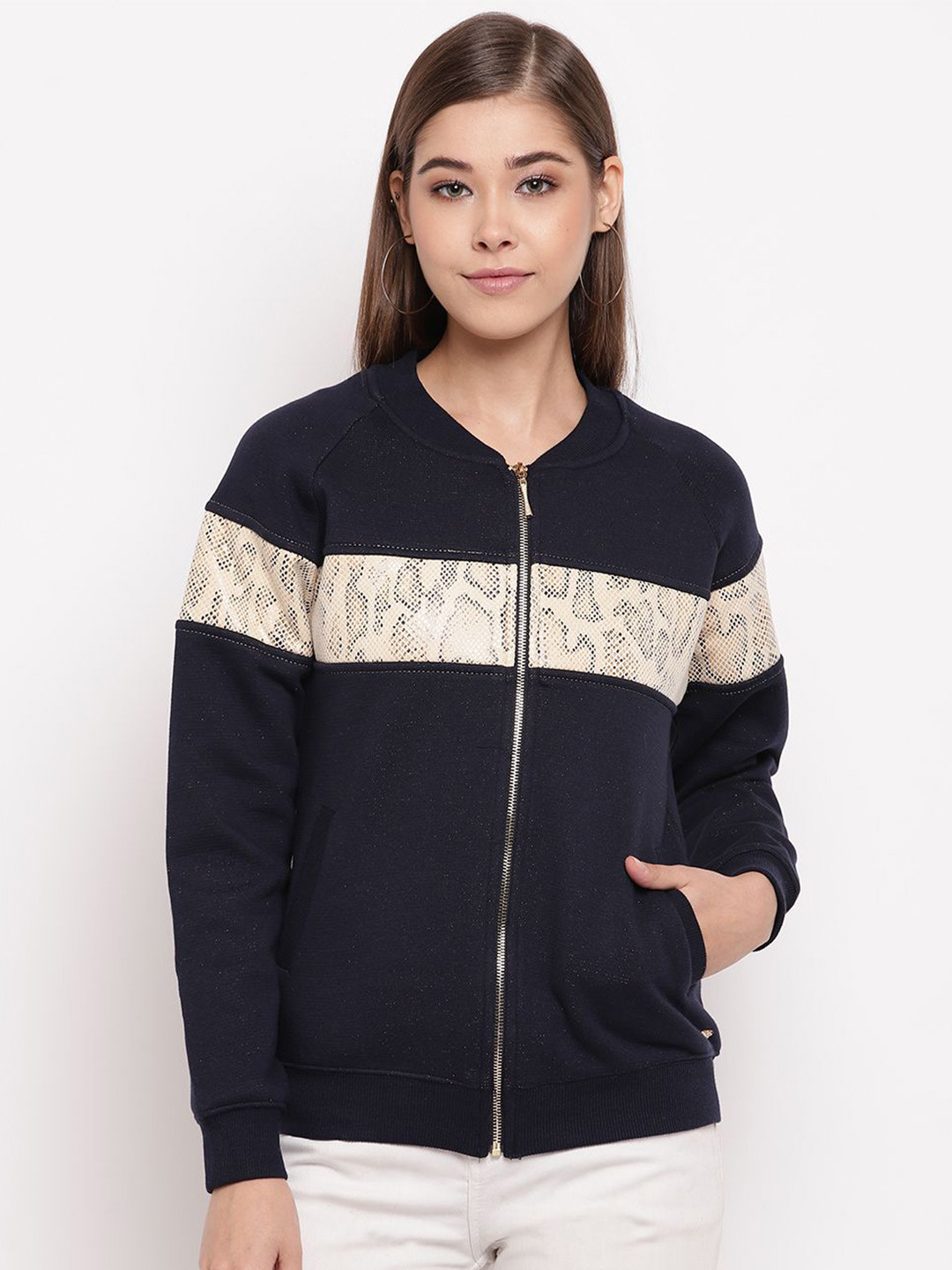 

Miss Grace Women Striped Sweatshirt, Navy blue