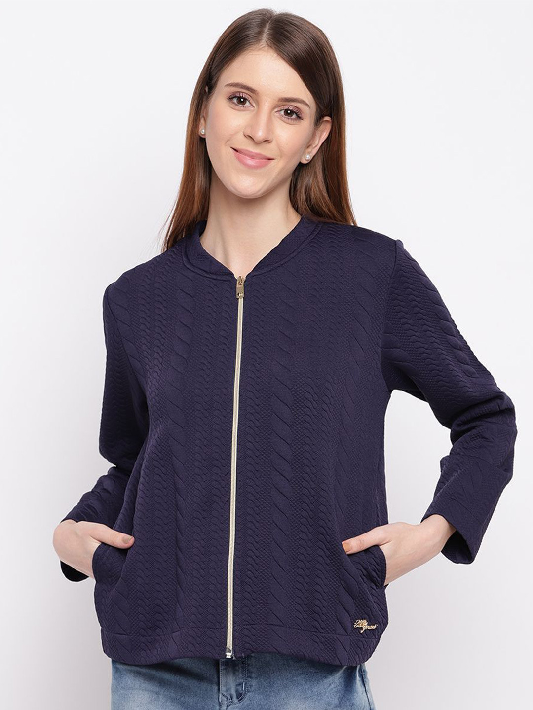 

Miss Grace Women Solid Sweatshirt, Navy blue