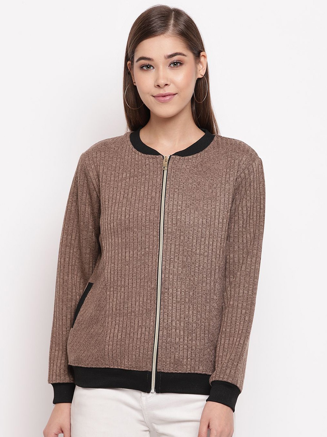 

Miss Grace Solid Women Sweatshirt, Brown