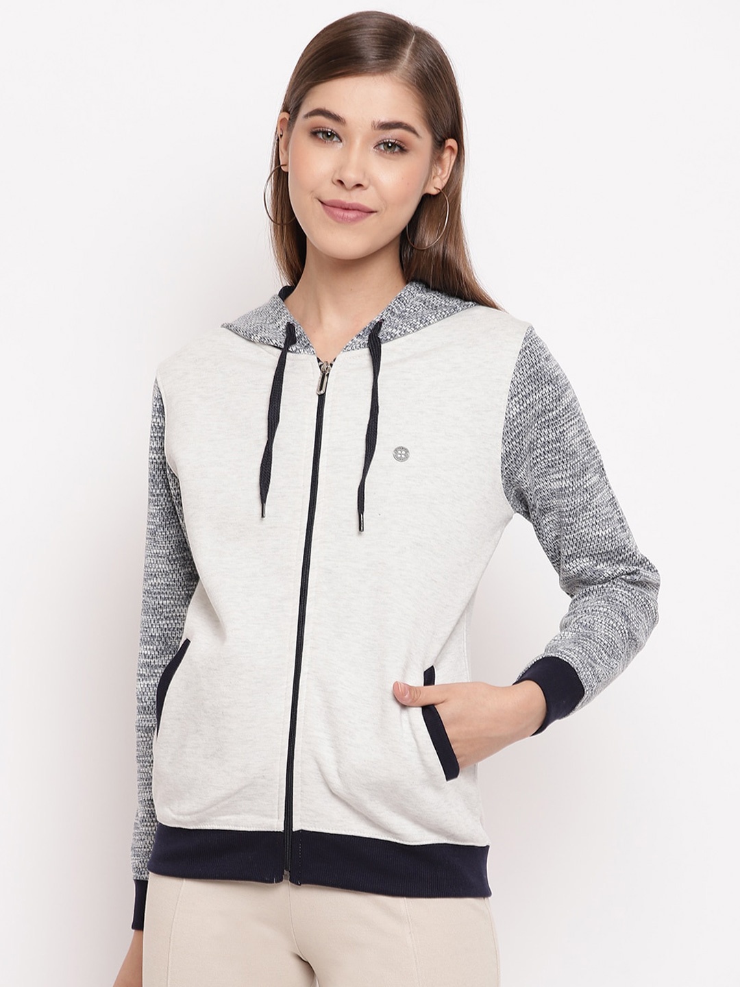 

Miss Grace Women Solid Hooded Sweatshirt, Navy blue