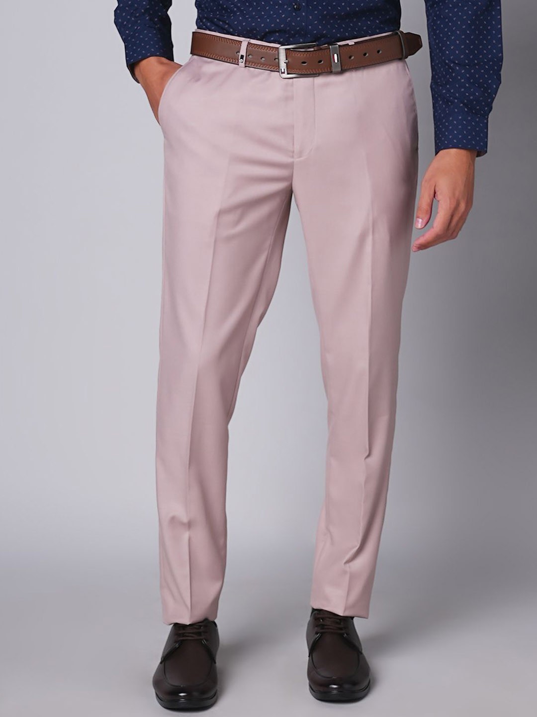 

Oxemberg Men Slim Fit Formal Trousers, Peach