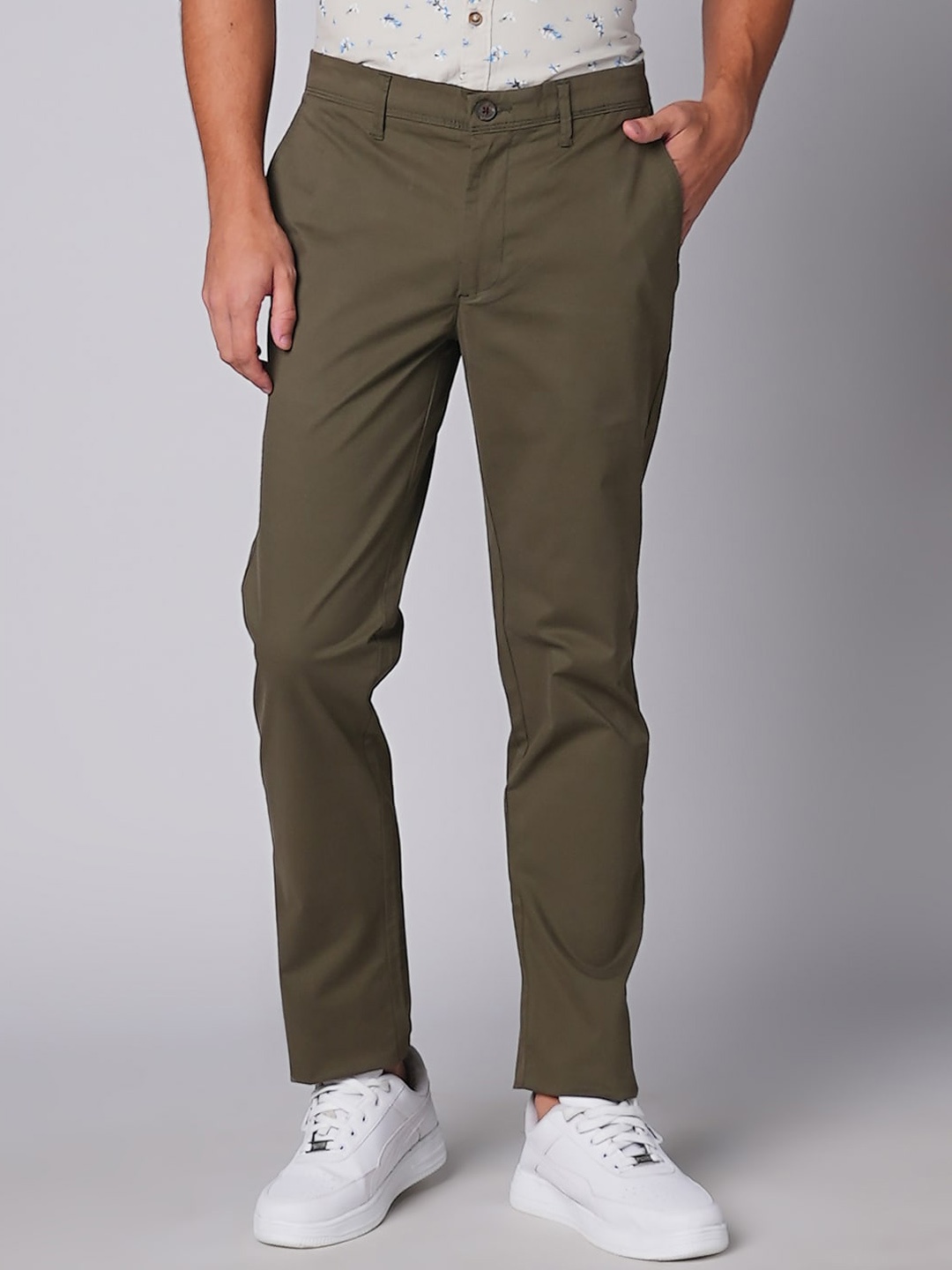 

Oxemberg Men Slim Fit Trousers, Olive