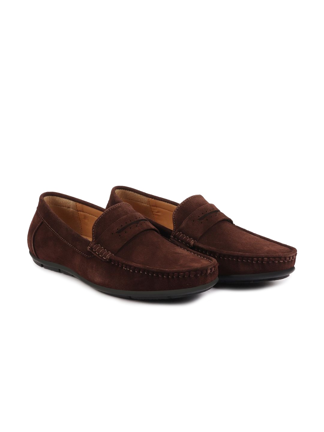 

FAUSTO Men Round Toe Memory Foam Lightweight Suede Loafers, Brown