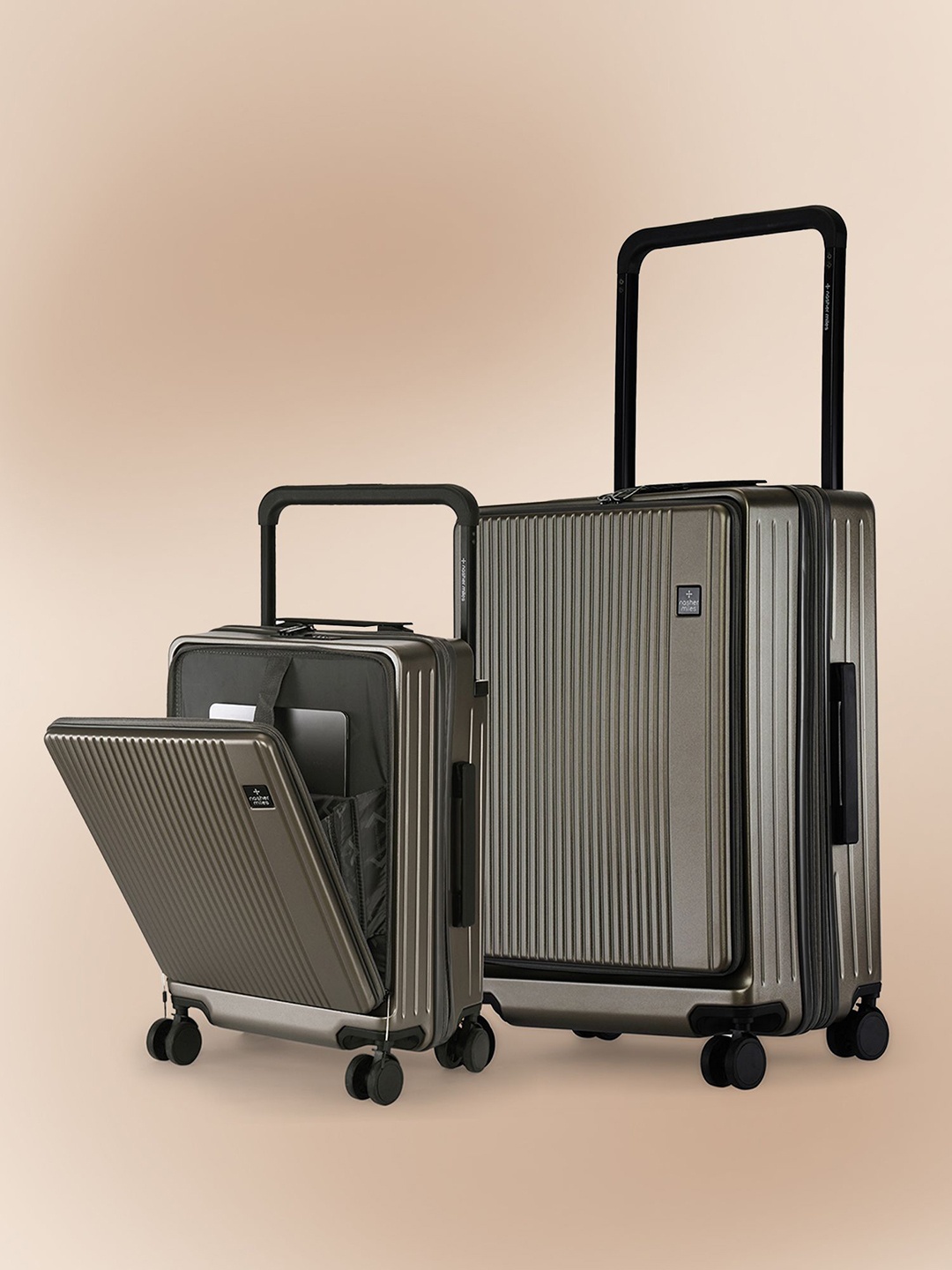 

Nasher Miles Silicon Valley Hard Polypropylene Set of 2 S/M Copper Trolley Bags 55-65cm, Silver