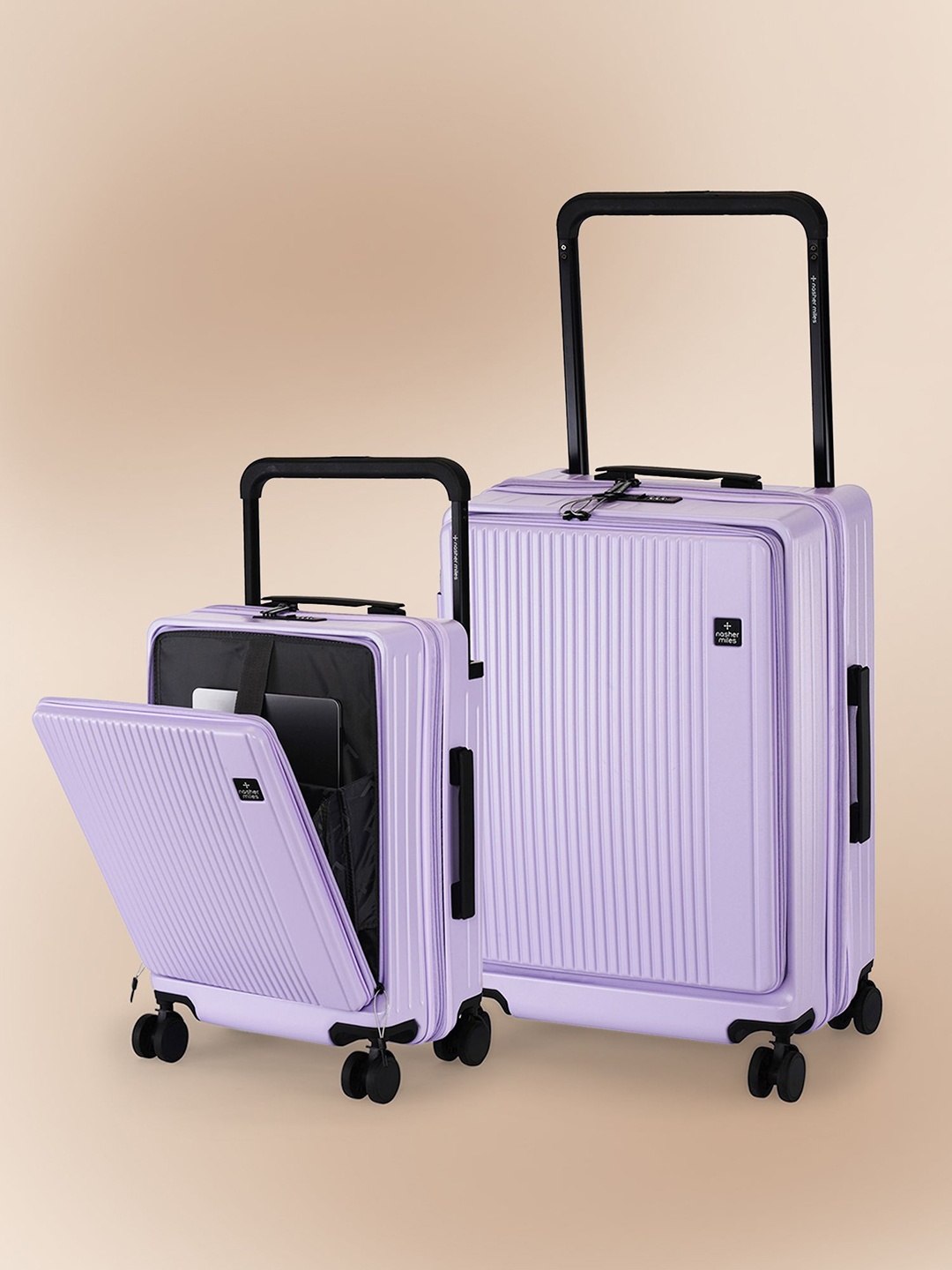 

Nasher Miles Silicon Valley Hard Polypropylene Set of 2 S/M Purple Trolley Bags 55-65cm