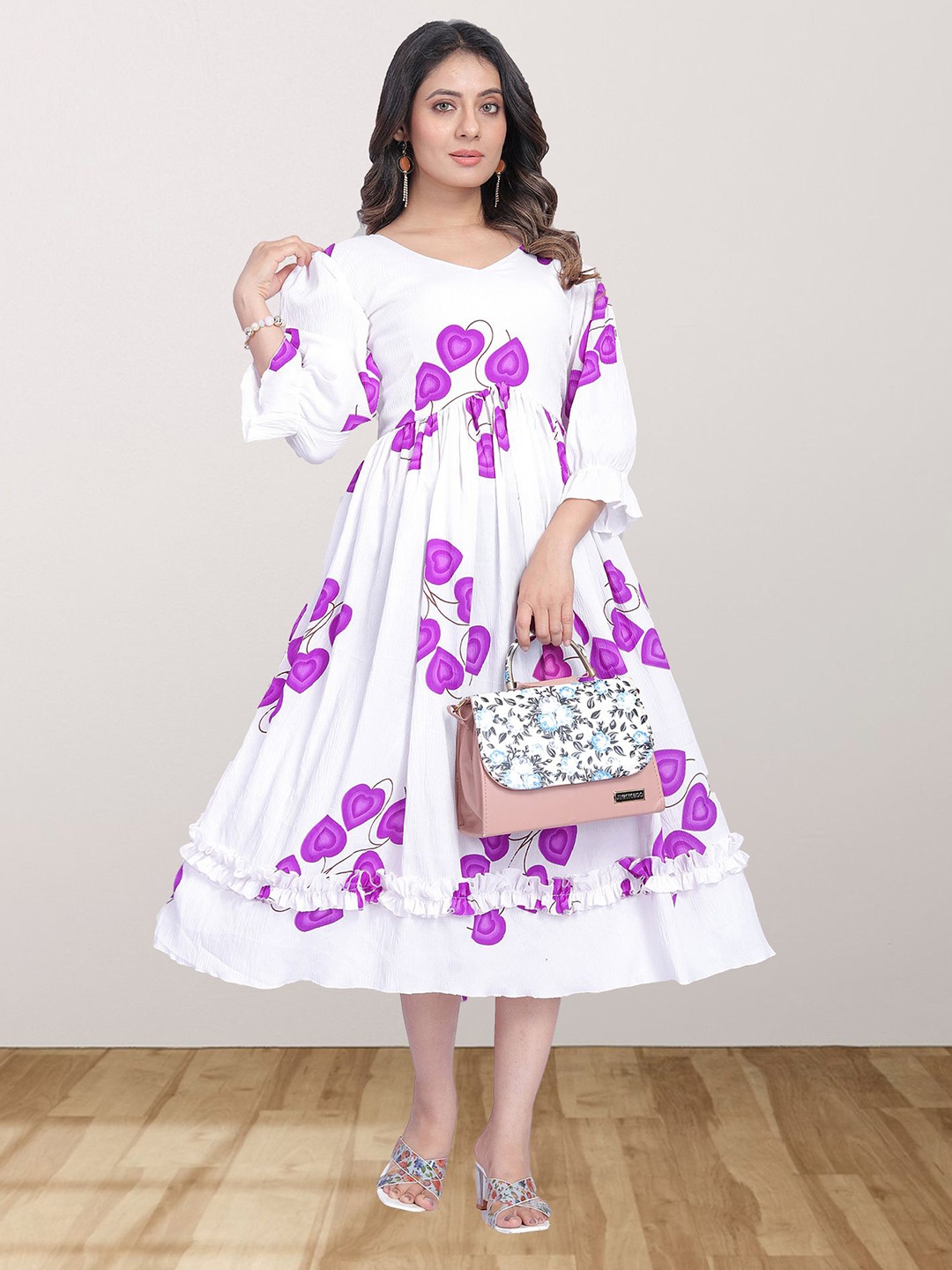 

N N ENTERPRISE Print Applique Fit & Flare Dress, Pink