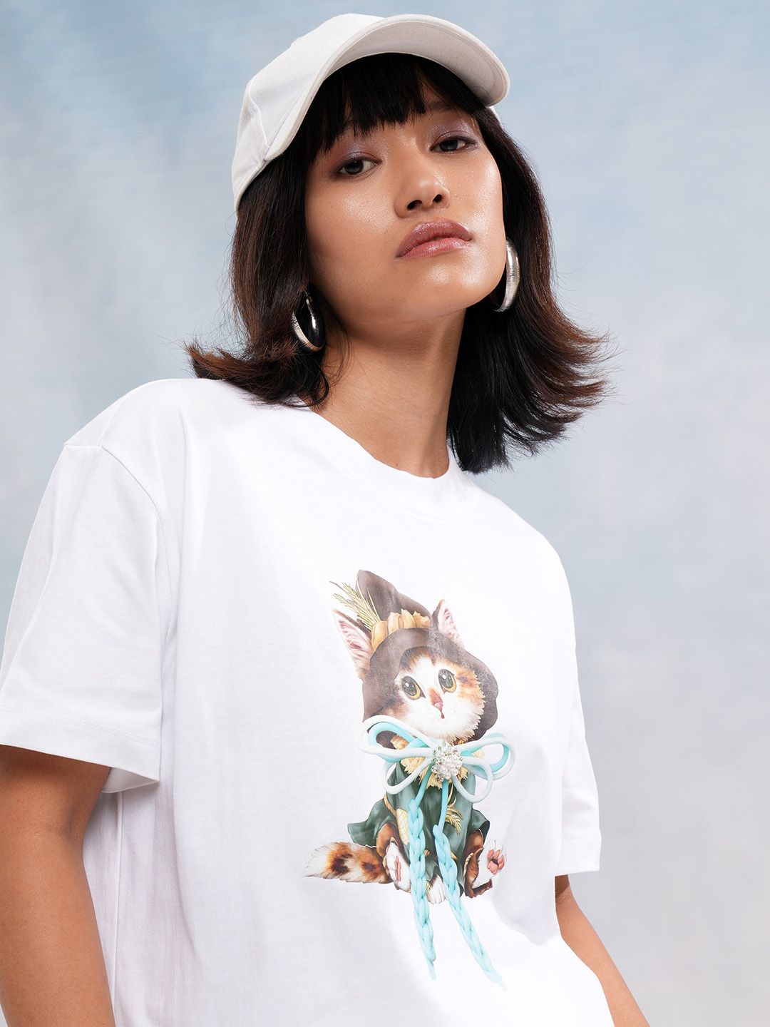

Street By Tokyo Talkies Women Graphic Printed Cotton Relaxed Fit T-shirt, White