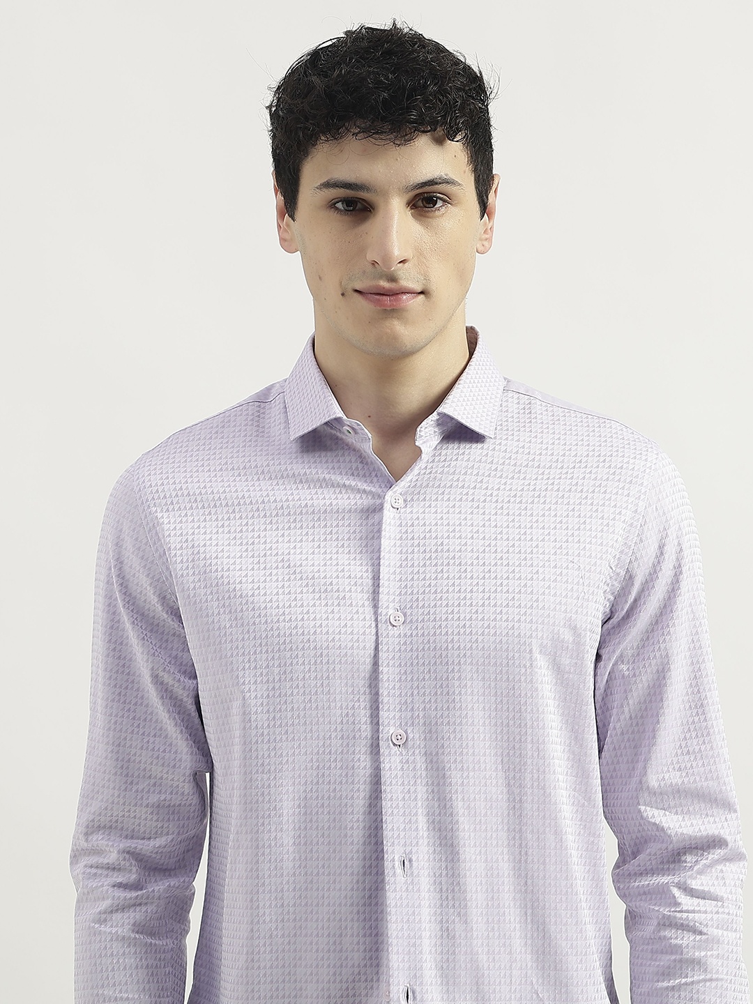 

United Colors of Benetton Men Cotton Slim Fit Opaque Printed Formal Shirt, Purple