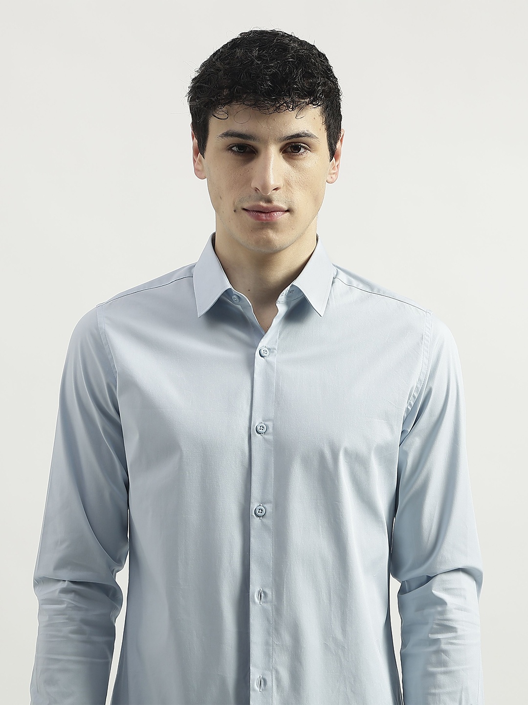 

United Colors of Benetton Men Solid Slim Fit Opaque Formal Shirt, Blue