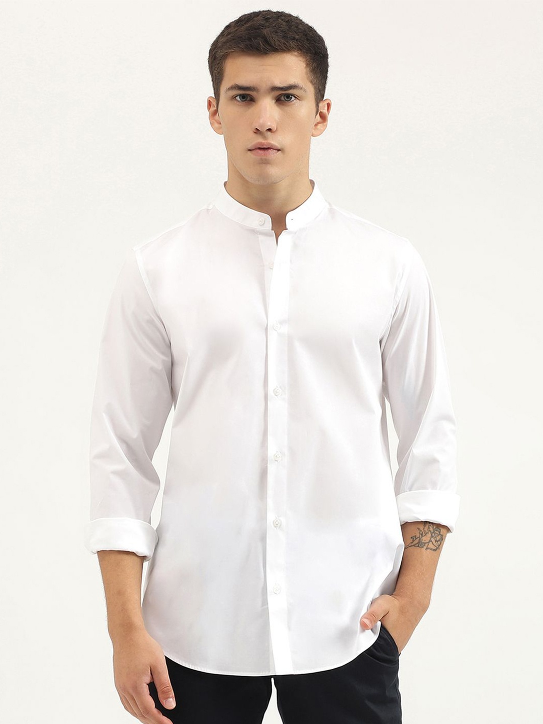 

United Colors of Benetton Men Solid Slim Fit Opaque Casual Shirt, White