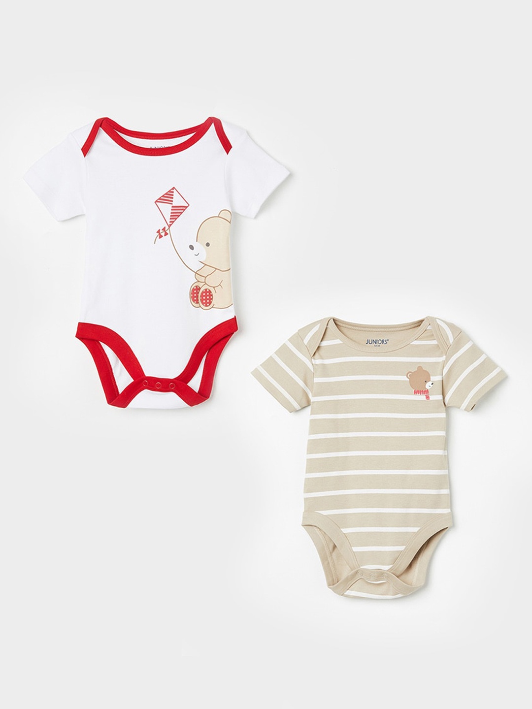 

Juniors by Lifestyle Infant Boys Pack Of 2 Cotton Printed Bodysuits, White