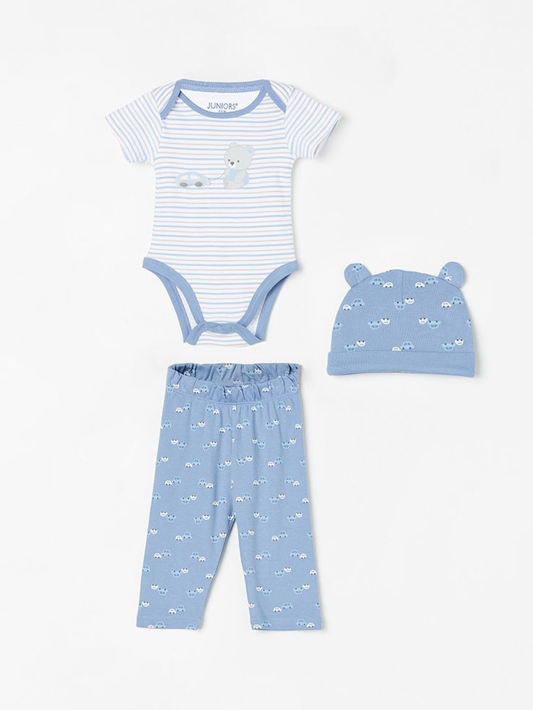 

Juniors by Lifestyle Boys Printed Pure Cotton Baby Apparel Gift Set, Blue