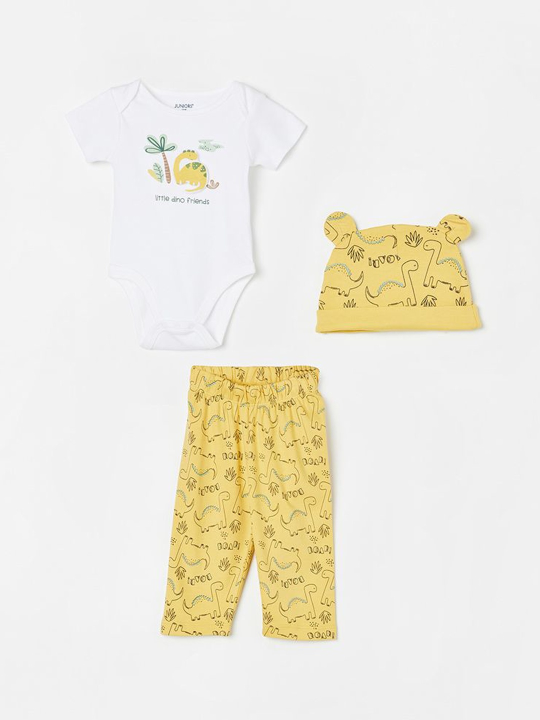 

Juniors by Lifestyle Boys Printed Pure Cotton Baby Apparel Gift Set, Off white