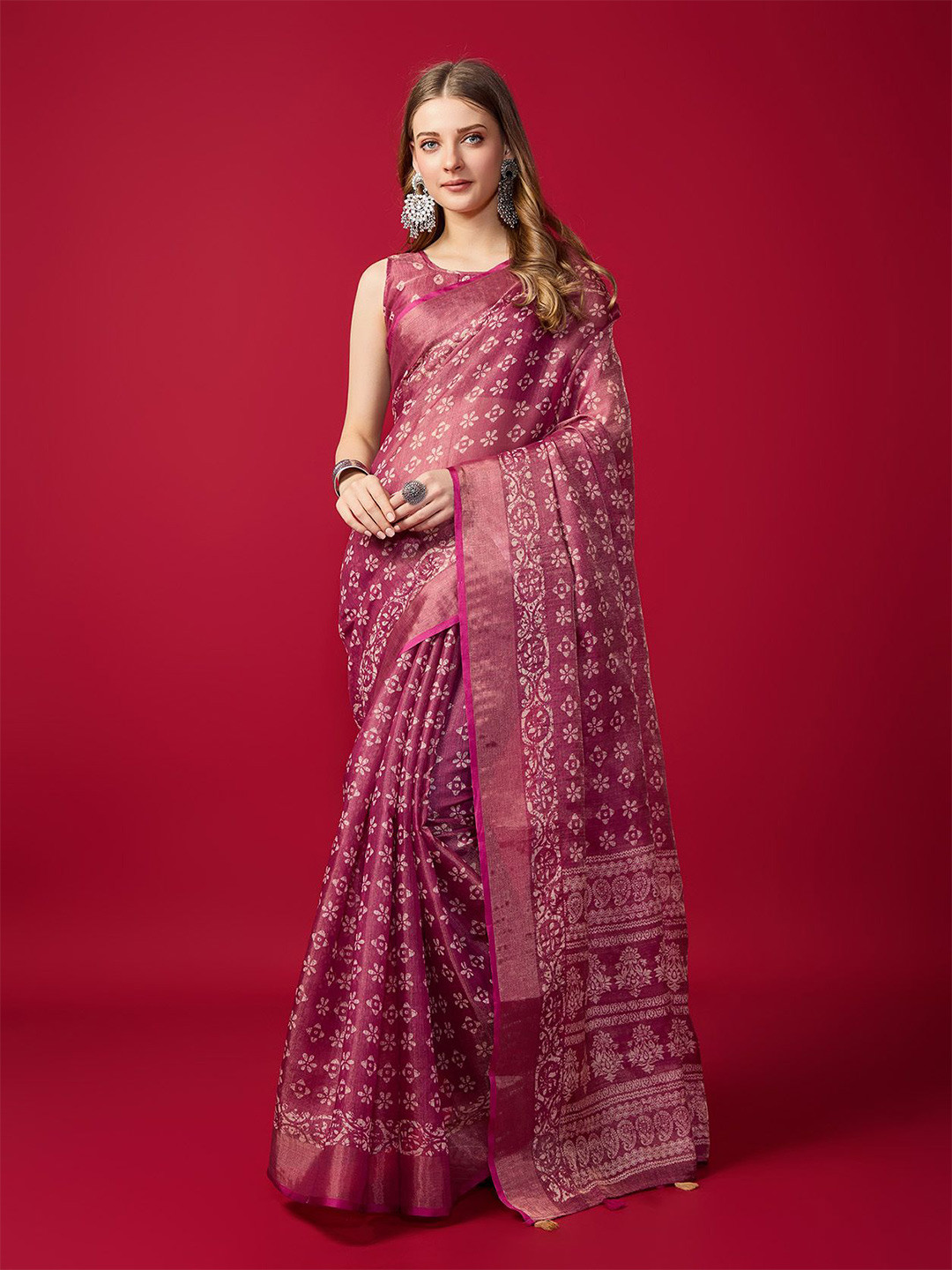 

Fashion FRICKS Ethnic Motifs Saree, Pink