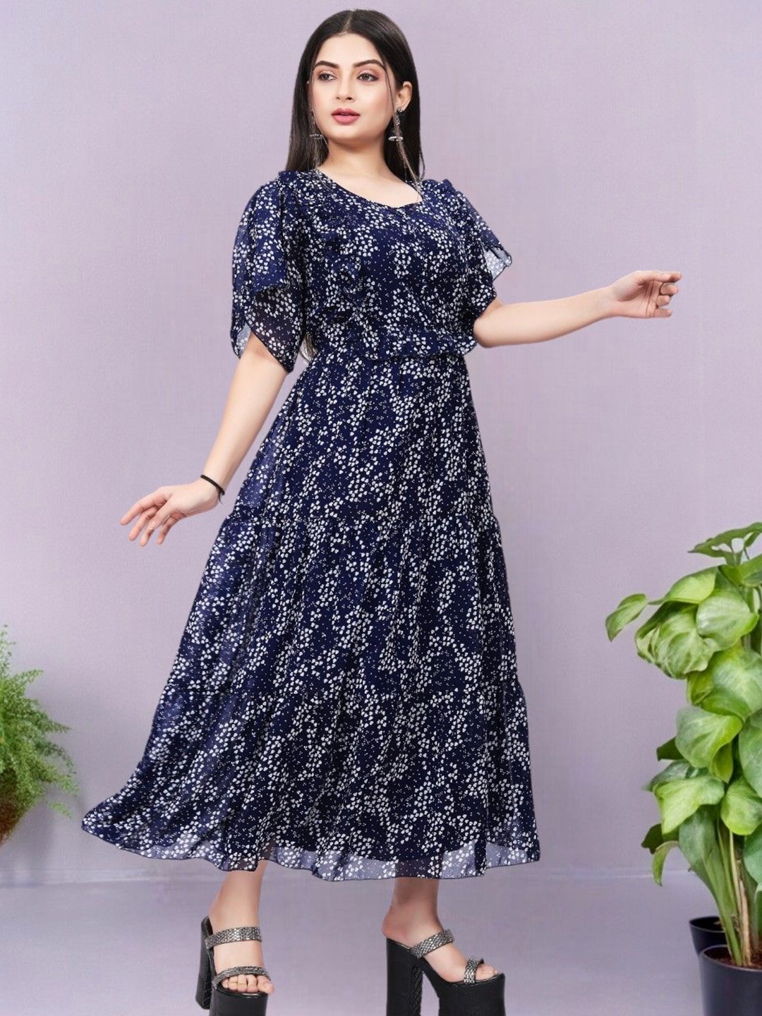 

BAESD Floral Print Fit & Flare Midi Dress, Blue