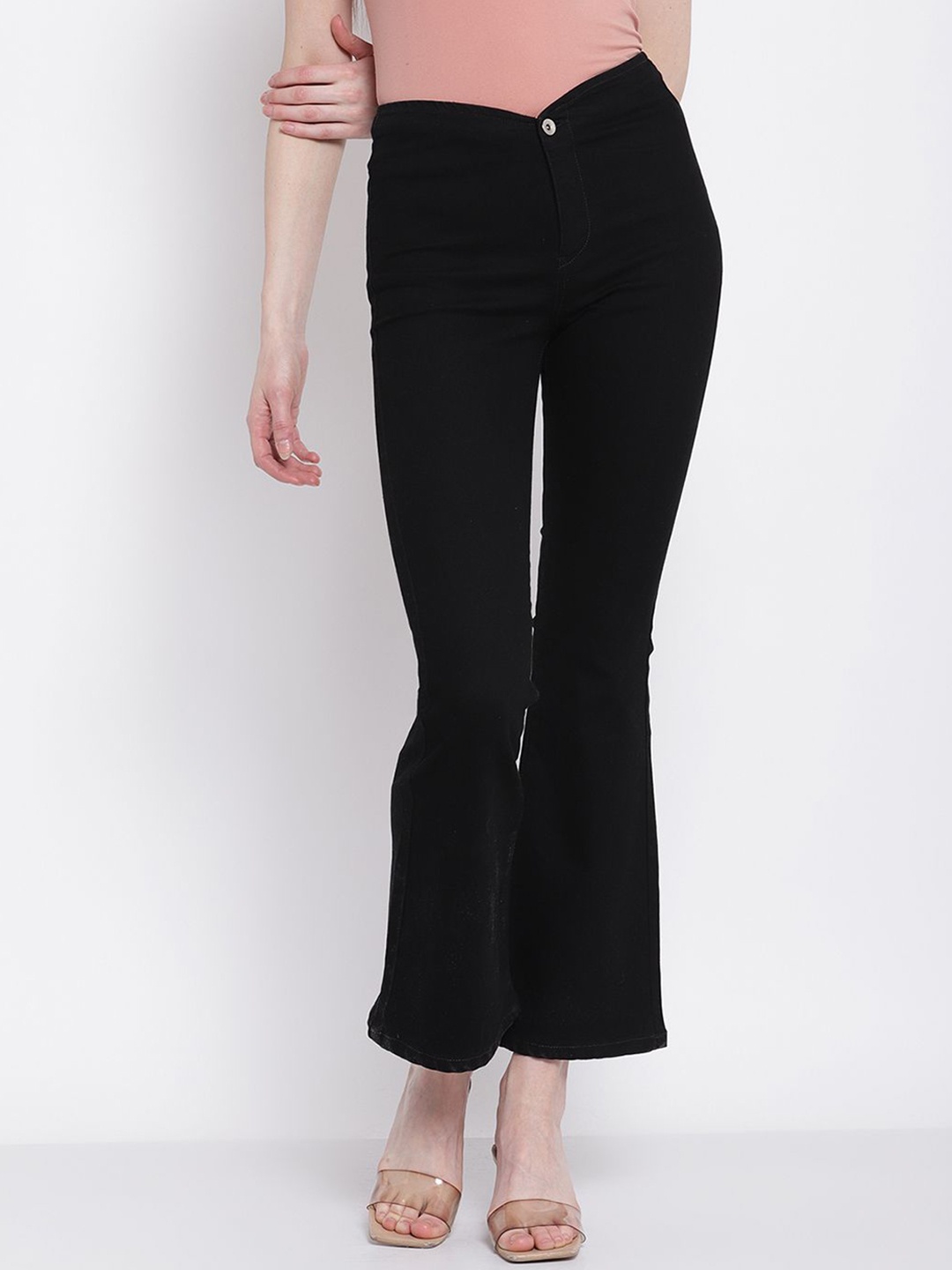 

Global Republic Women High-Rise Low Distress Stretchable Jeans, Black
