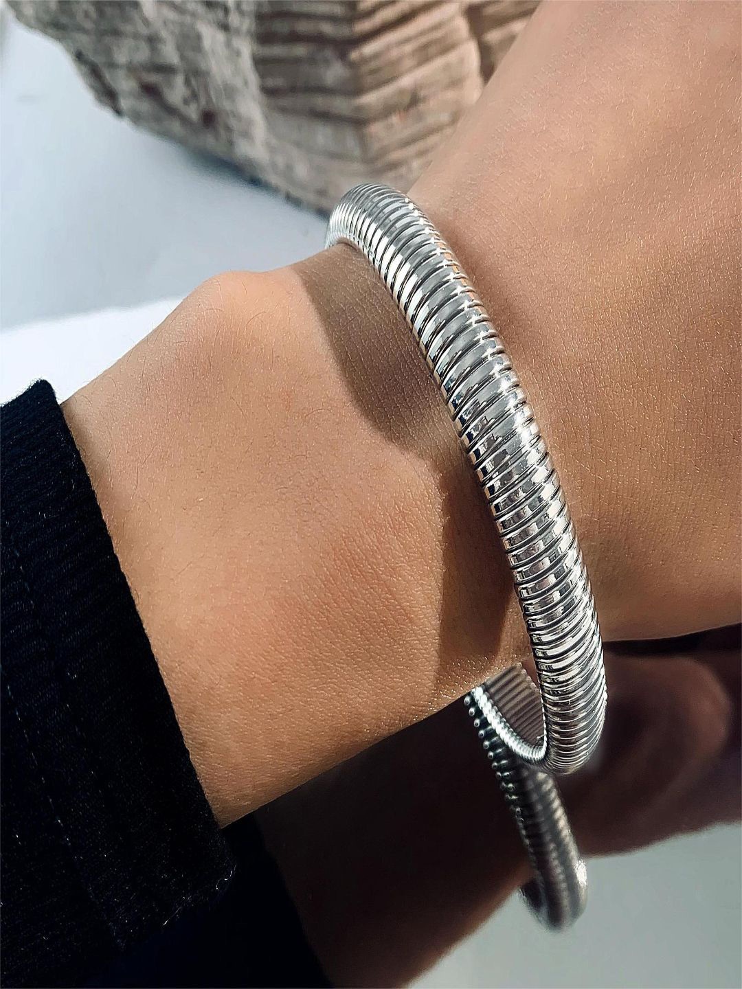 

AQUASTREET Silver-Plated 12mm Waterproof Snake Bangle