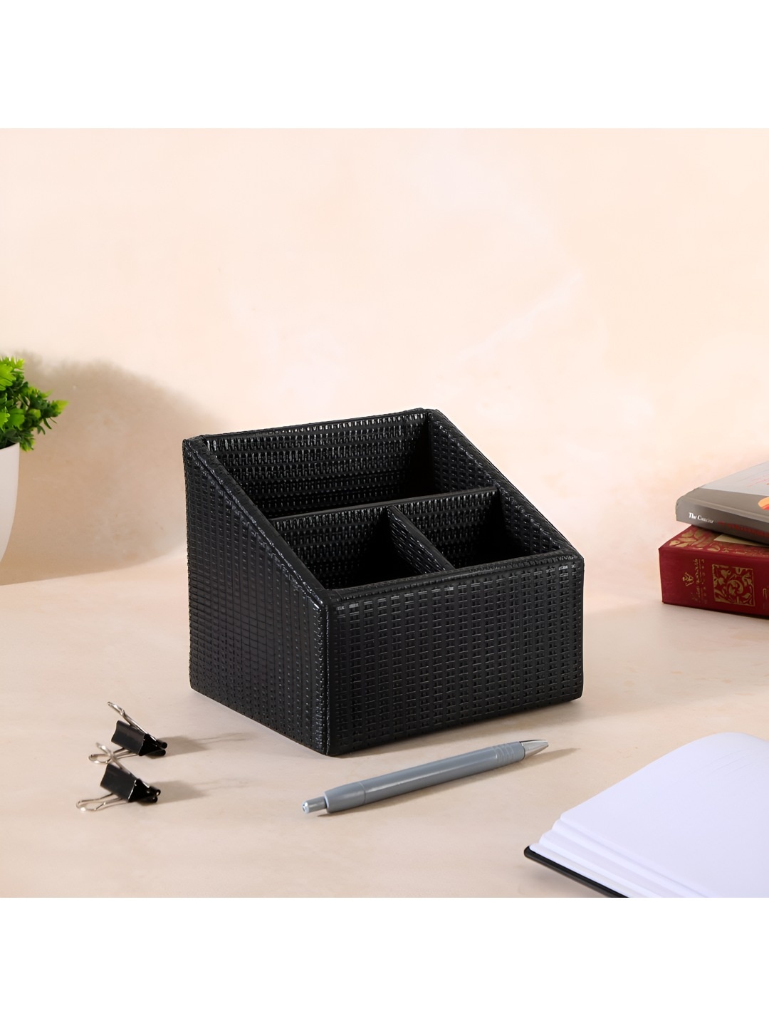 

THE HOME CO. Black Textured Cutlery Holder