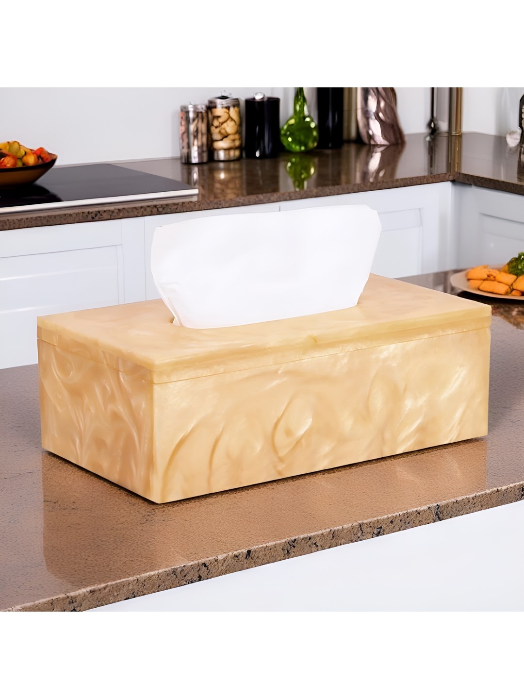 

THE HOME CO. Gold Toned Abstract Printed Tissue Holders