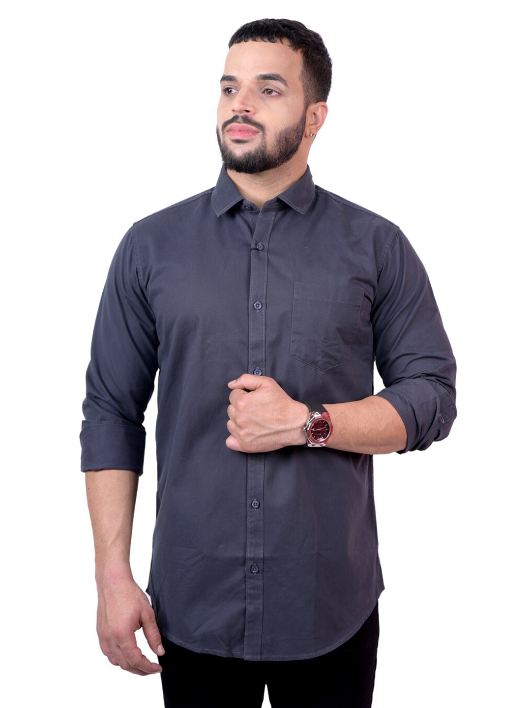 

Pontiac Men Solid Cotton Casual Shirt, Grey
