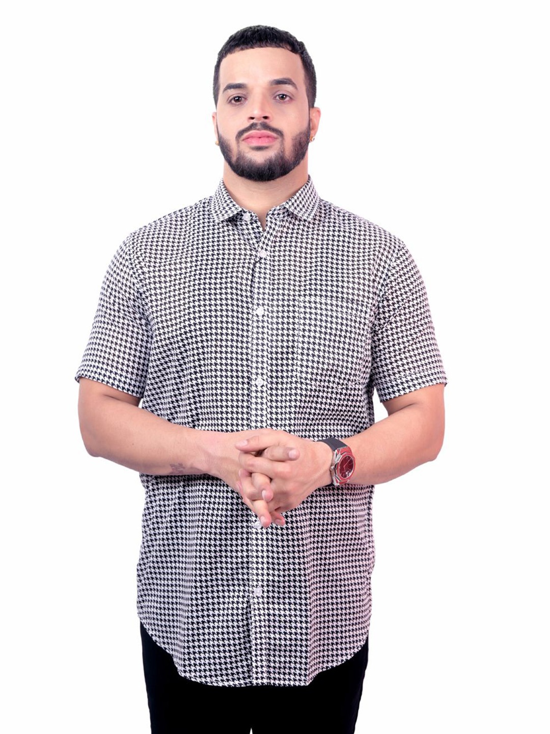 

Pontiac Men Shepherd Checks Pocket Cotton Casual Shirt, White