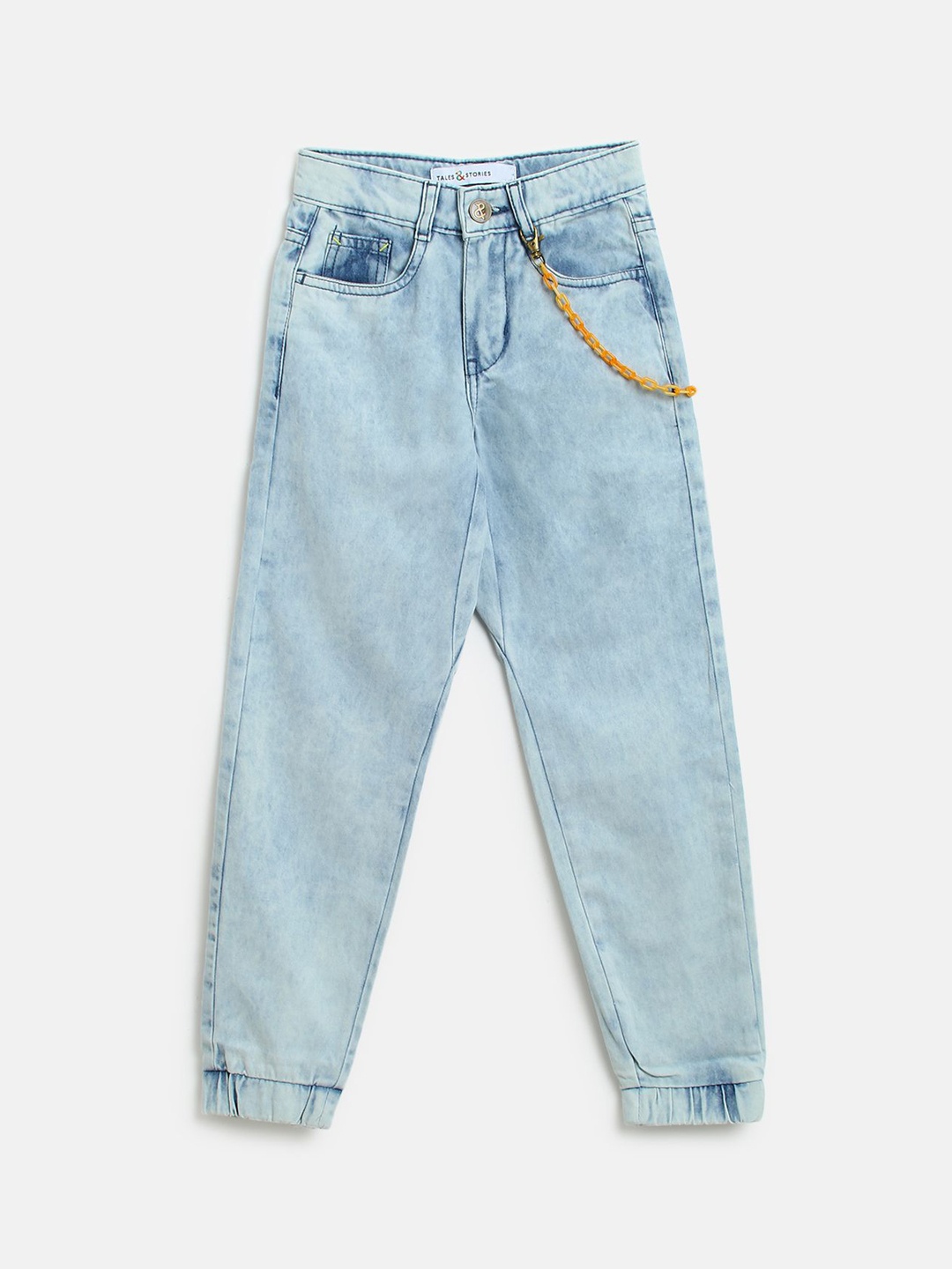 

TALES & STORIES Boys Faded Denim Joggers Trousers, Blue