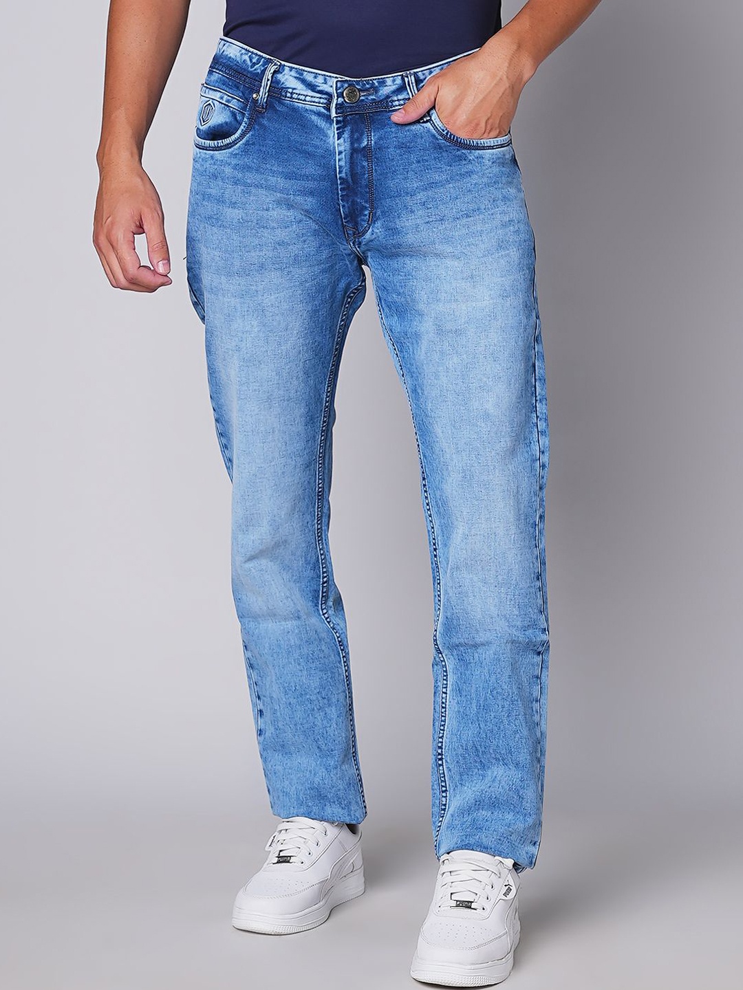 

Oxemberg Men Slim Fit Heavy Fade Cotton Jeans, Blue