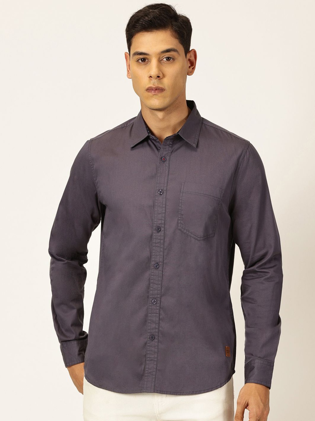 

Provogue Men Cotton Classic Slim Fit Opaque Casual Shirt, Grey