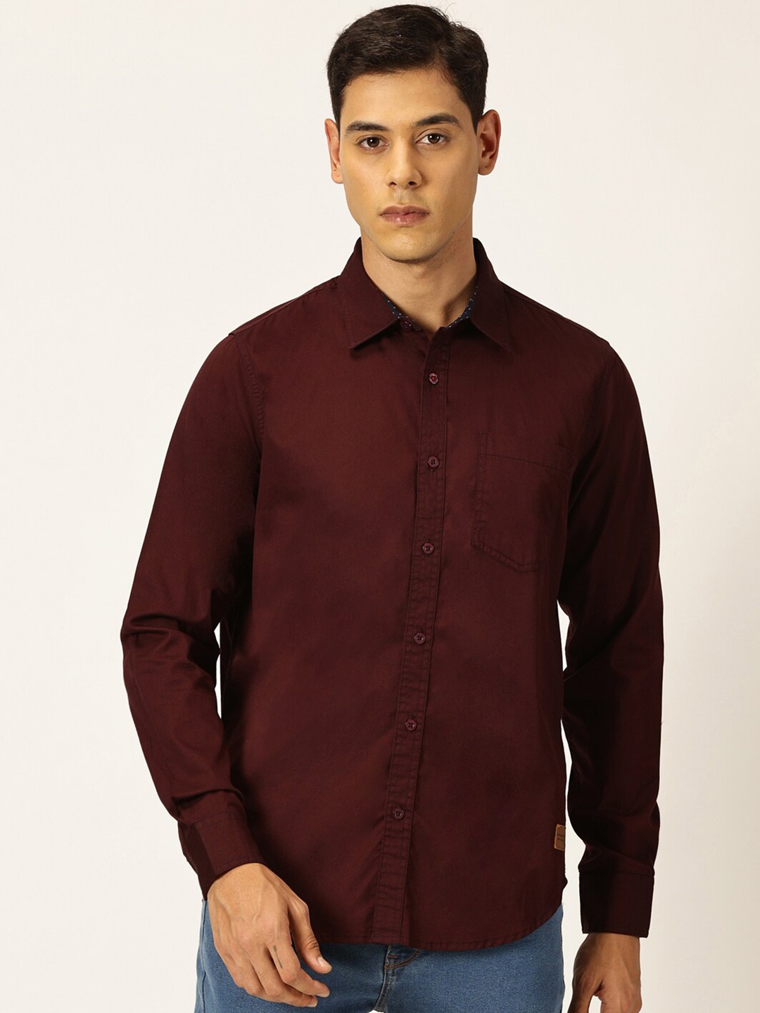 

Provogue Men Classic Cotton Slim Fit Opaque Casual Shirt, Maroon