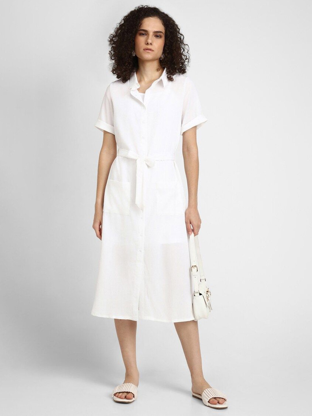 

FOREVER 21 Shirt Midi Dress, White