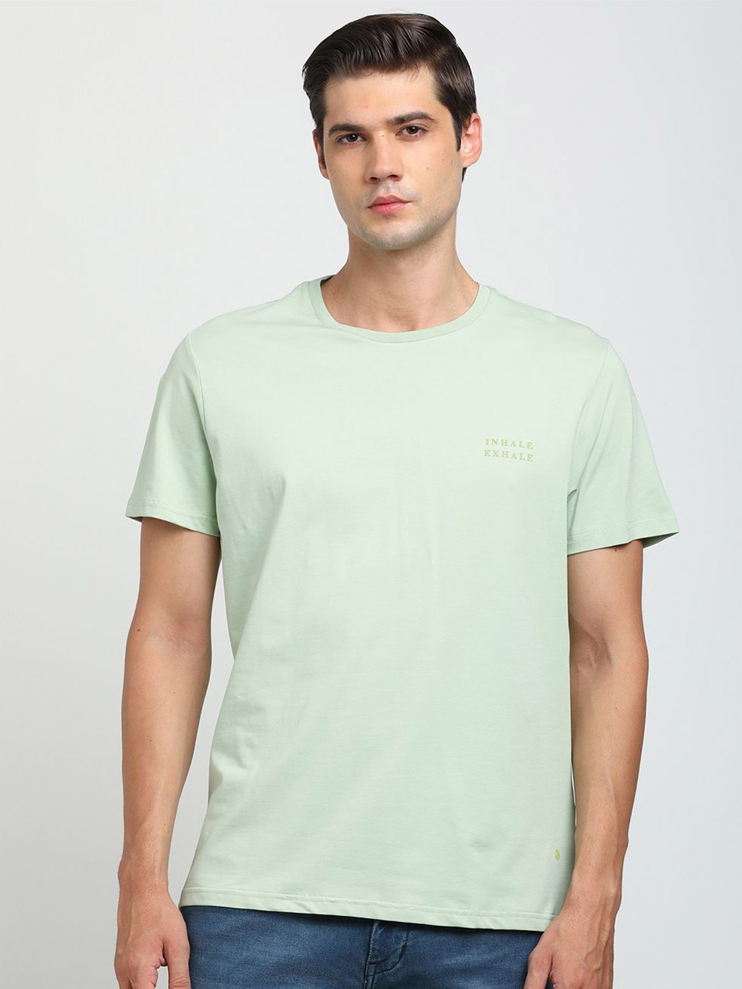 

Turtle Men Typography Printed Round Neck Slim Fit T-shirt, Green
