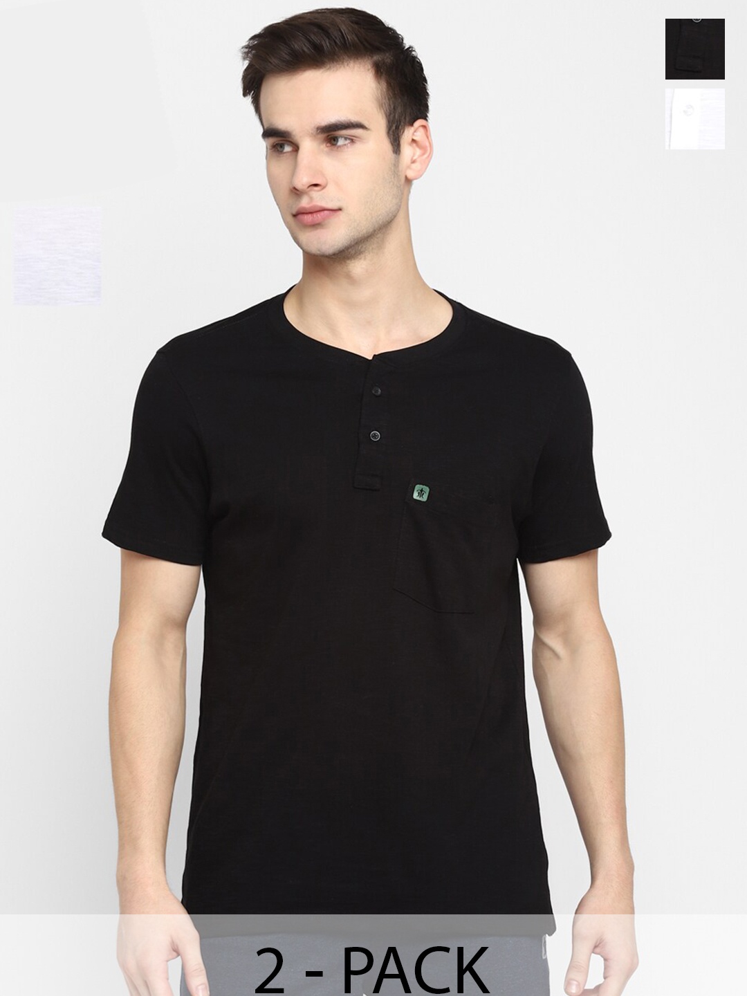 

Turtle Men 2 Henley Neck Pure Cotton Pockets Slim Fit T-shirt, Assorted