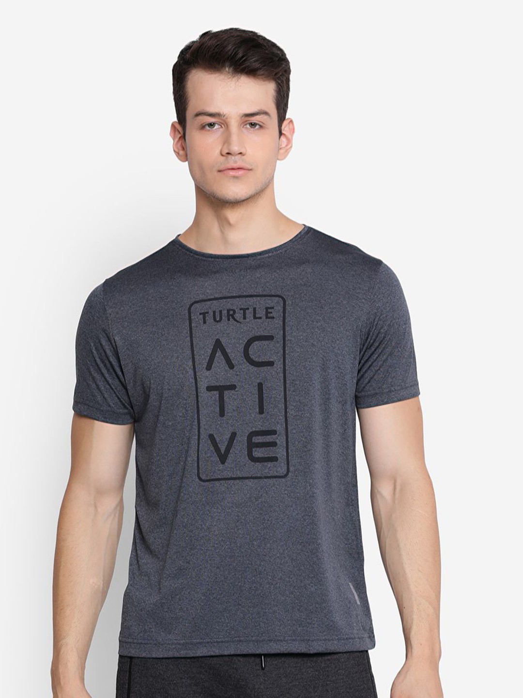 

Turtle Men Typography Printed Slim Fit T-shirt, Grey