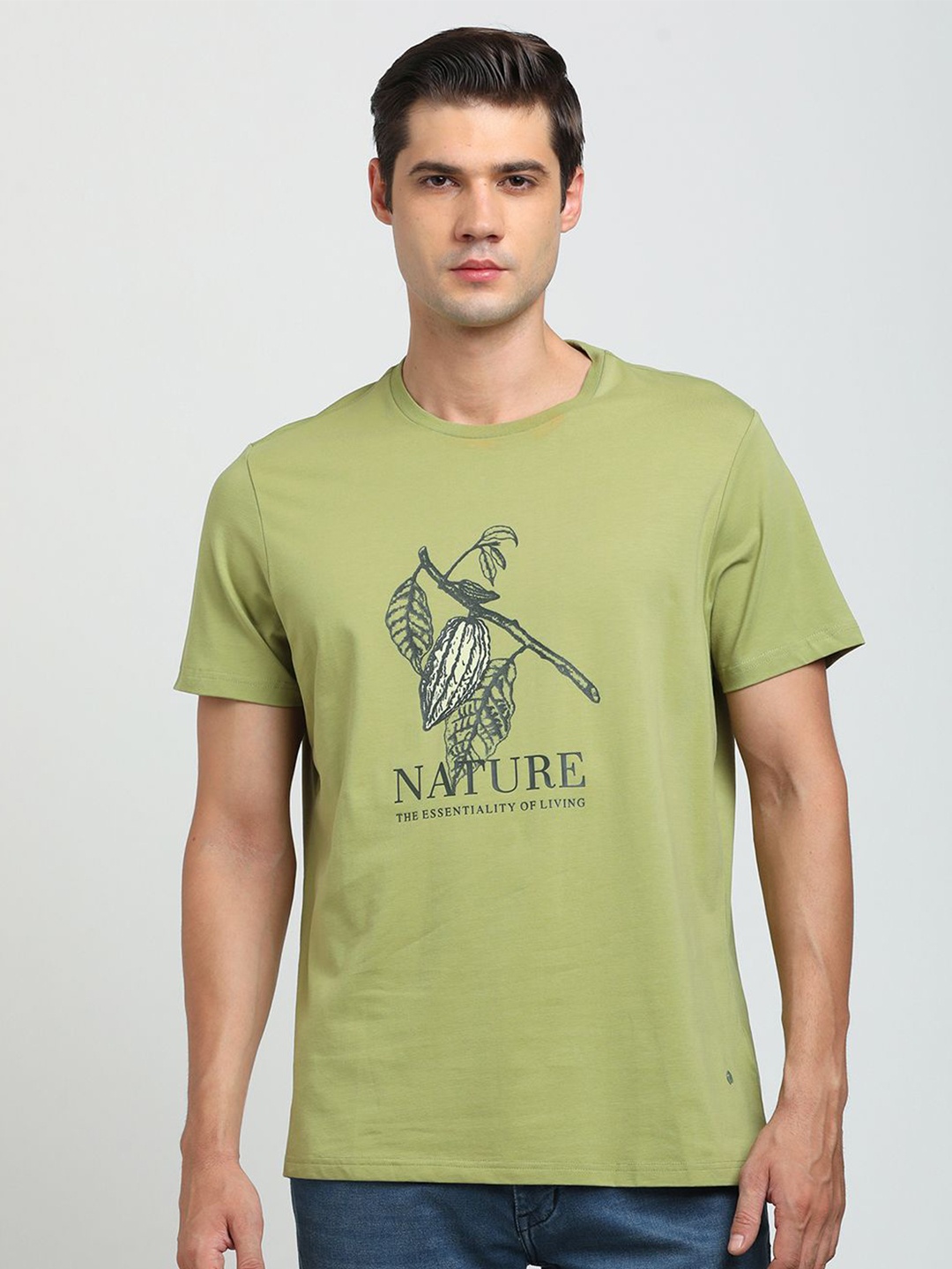 

Turtle Men Graphic Printed Slim Fit T-shirt, Olive