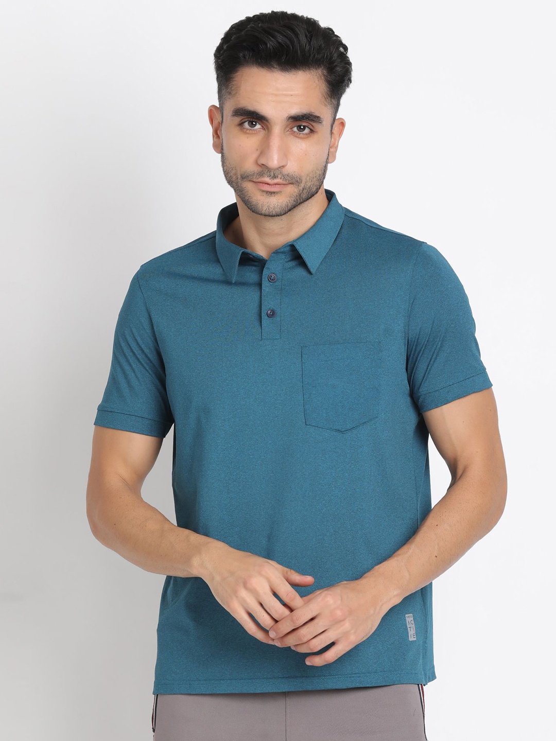 

Turtle Men Solid Polo Collar Pocket Slim Fit T-shirt, Blue