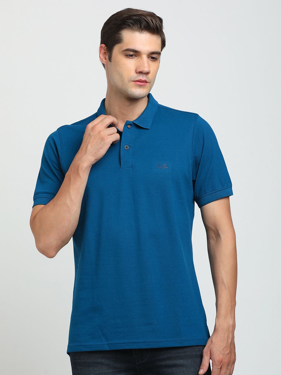 

Turtle Men Solid Polo Collar Slim Fit T-shirt, Blue