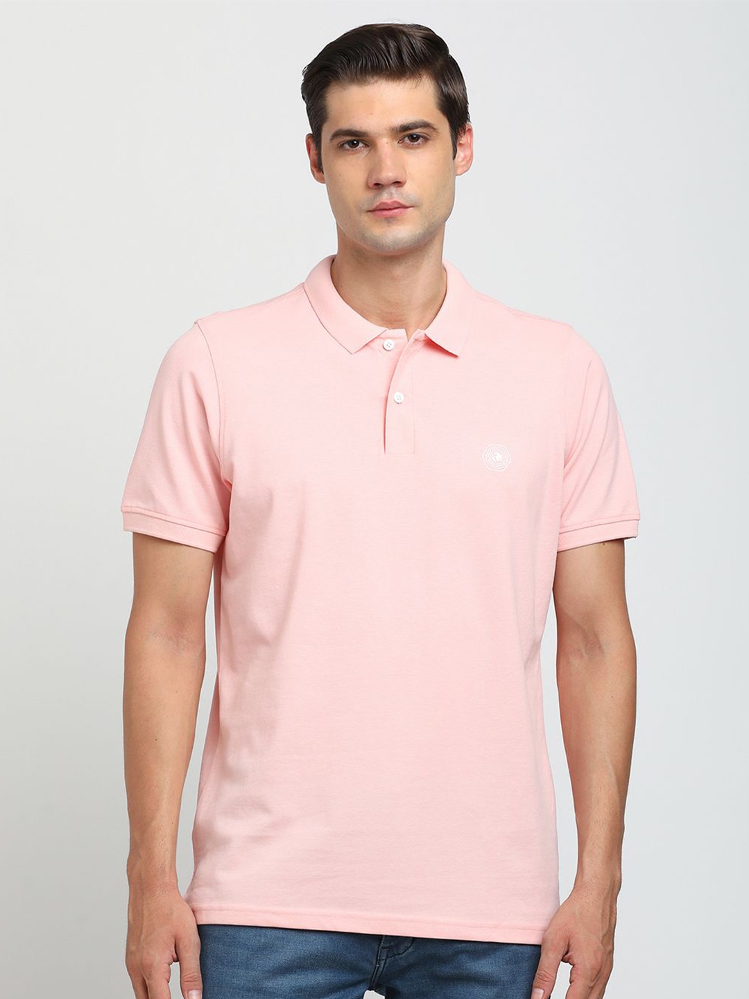 

Turtle Men Solid Polo Collar Slim Fit T-shirt, Pink